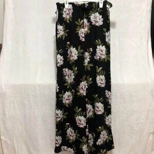 Floral Print Palazzo Pants Wide Leg High‎ Waist Black